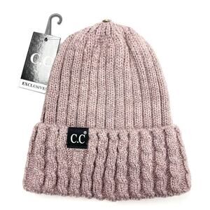 NEW C.C Exclusives Ribbed Knitted Beanie Violet Purple ST-64 MISSING‎ POM